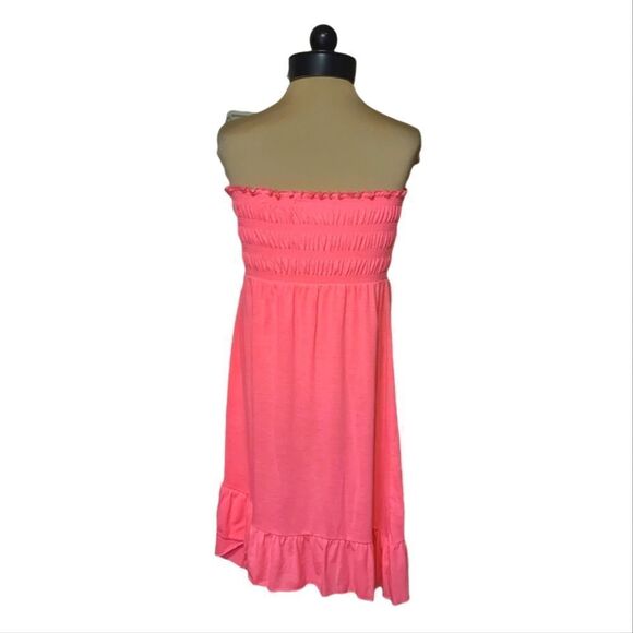 OP Neon Pink Strapless Summer Beach Dress Size Small - Picture 2 of 5